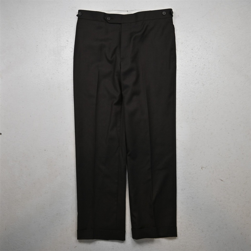 Samuelsohn 32x28 Brown Super 110s Wool Flat Front Waist Tab Cuffed Dress Pants